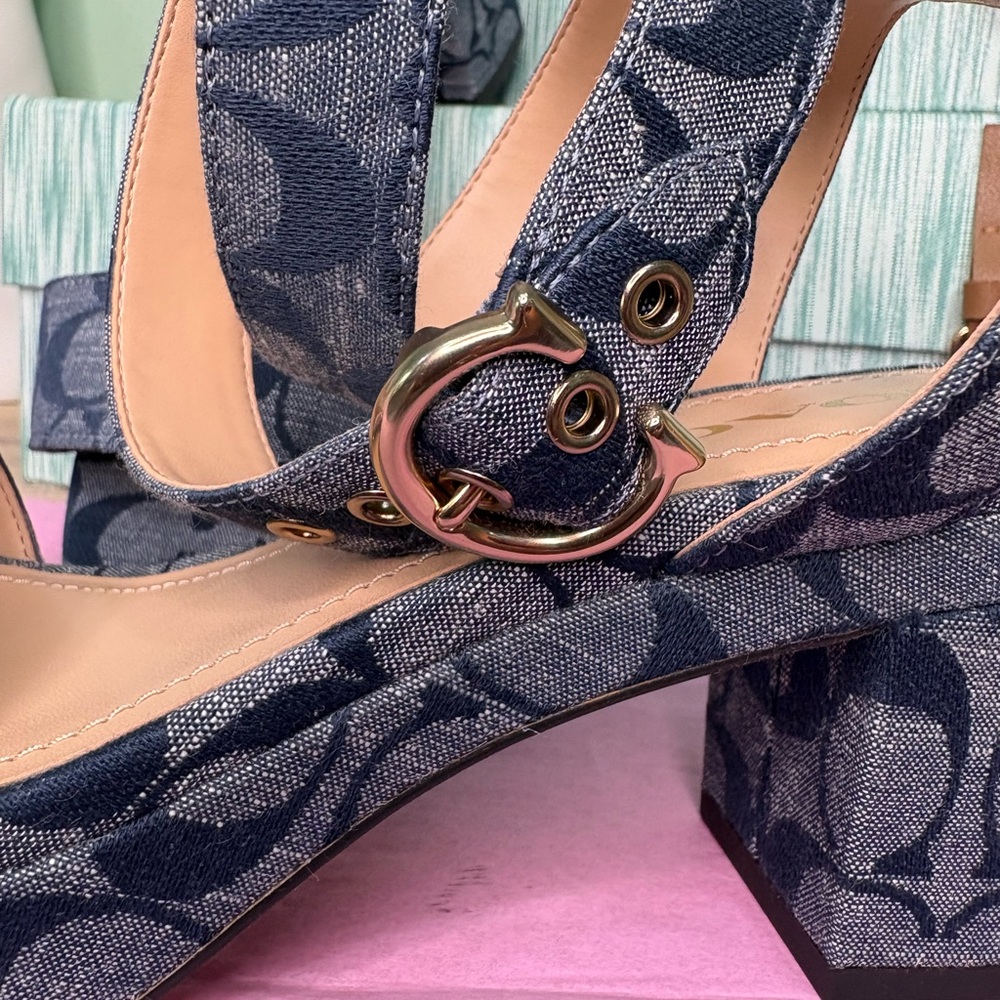 Coach Dark Blue Patterned Sandals - Picture 5 of 10